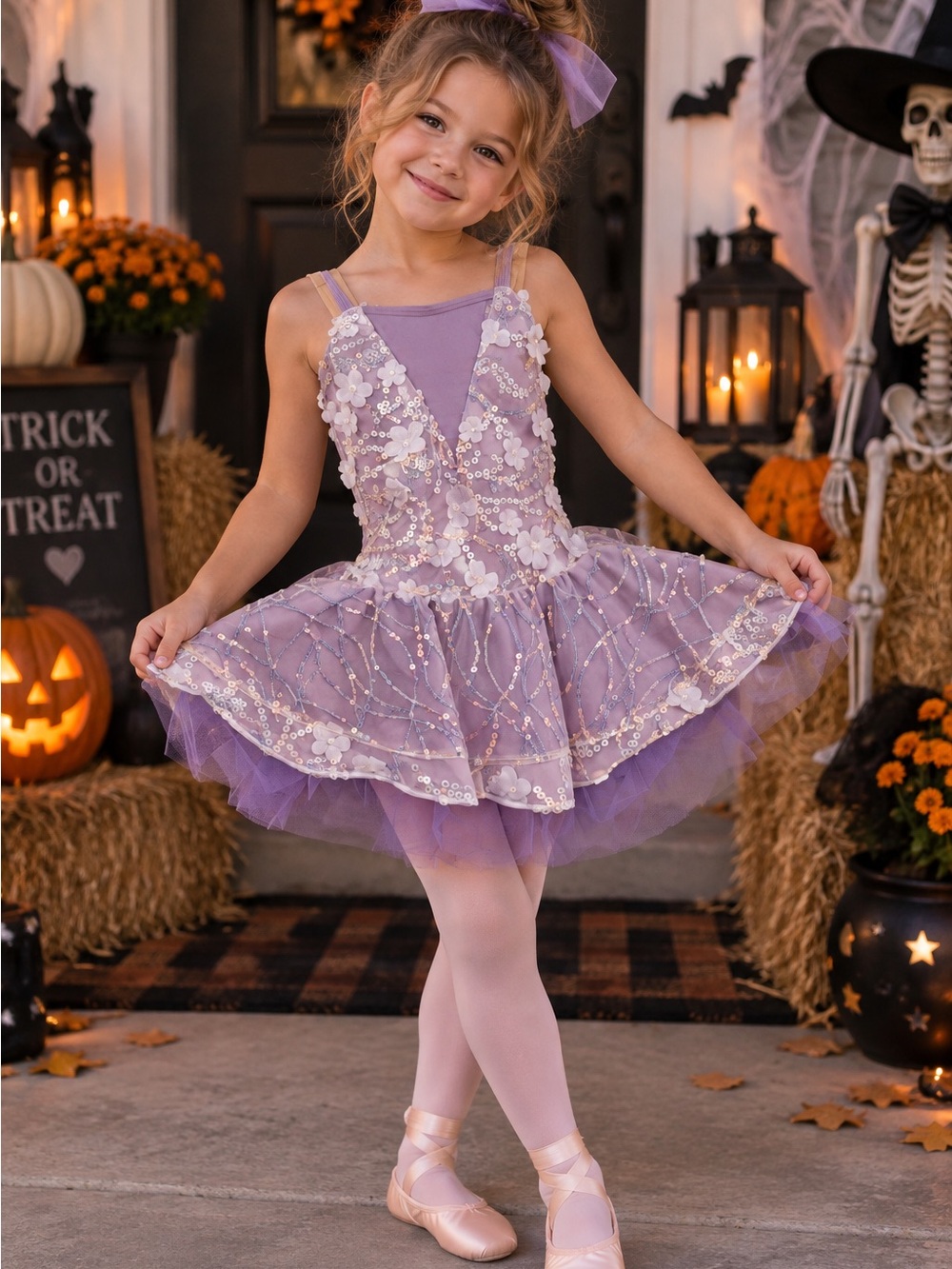 Purple Sequin Girls Ballet Costume Dress - Revolution RC23929